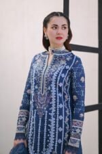 SP-2545 Unstitched Embroidered Lawn 3pc Suit With Organza Embroidered Dupatta