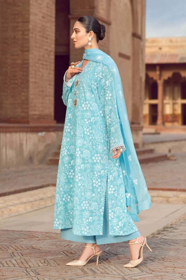 BR-08 Lawn 3Pc Embroidered Suit with Bamber Chiffon Embroidered Dupatta