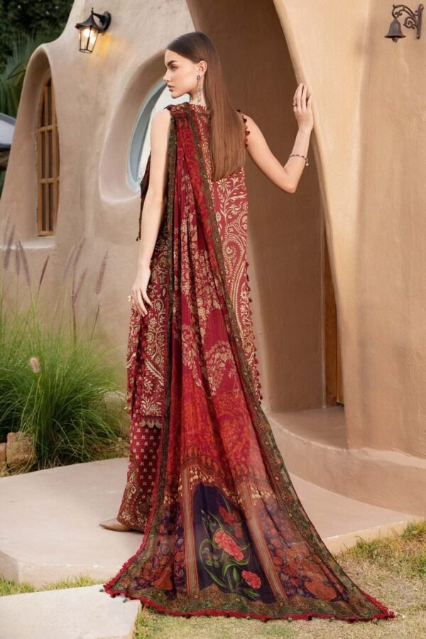 MB-478 Unstitched Digital Printed Lawn Suit 3pc With Voil Lawn Digital Printed Dupatta & Embroidered Patches