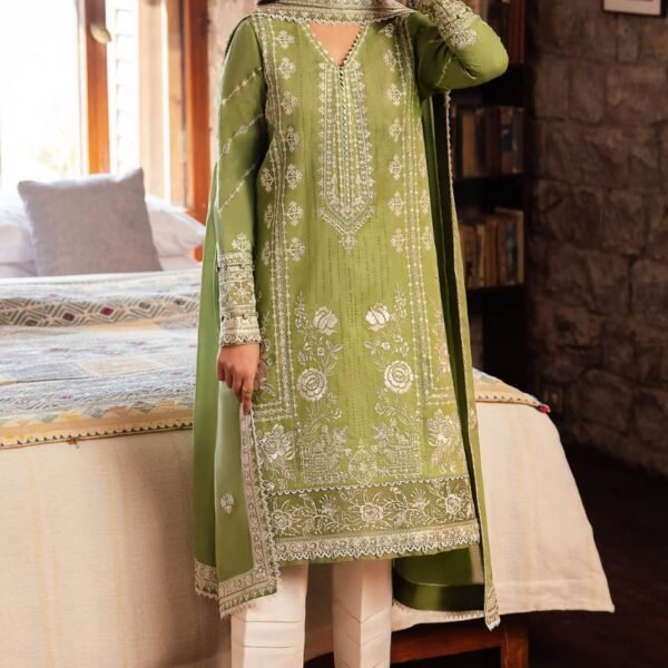 ZL-2525 Unstitched Fully Embroided Lawn Suit With Lawn Embroidered Dupatta