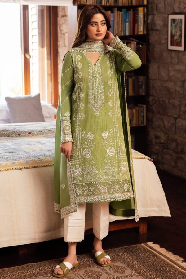 ZL-2525 Unstitched Fully Embroided Lawn Suit With Lawn Embroidered Dupatta