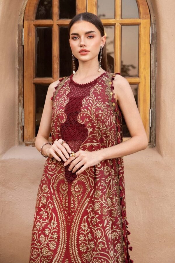 MB-478 Unstitched Digital Printed Lawn Suit 3pc With Voil Lawn Digital Printed Dupatta & Embroidered Patches