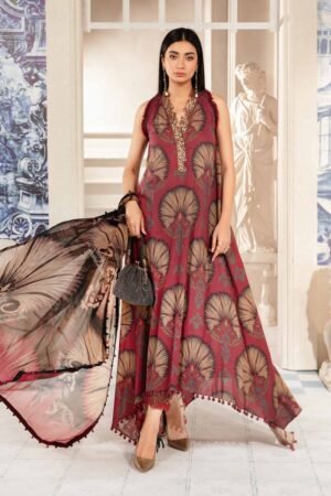 MB-444 Digital Printed Unstitched Lawn Suit 3pc With Lawn Digital Printed Dupatta