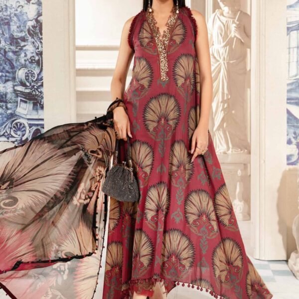 MB-444 Digital Printed Unstitched Lawn Suit 3pc With Lawn Digital Printed Dupatta