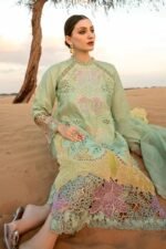 RR-816 Lawn Embroidered 3pc With Embroidered Organza Dupatta