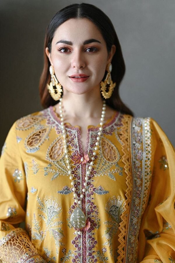 SP-2510 Unstitched Fully Embroided Lawn Suit With Organza Embroidered Dupatta