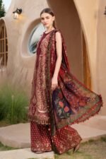 MB-478 Unstitched Digital Printed Lawn Suit 3pc With Voil Lawn Digital Printed Dupatta & Embroidered Patches