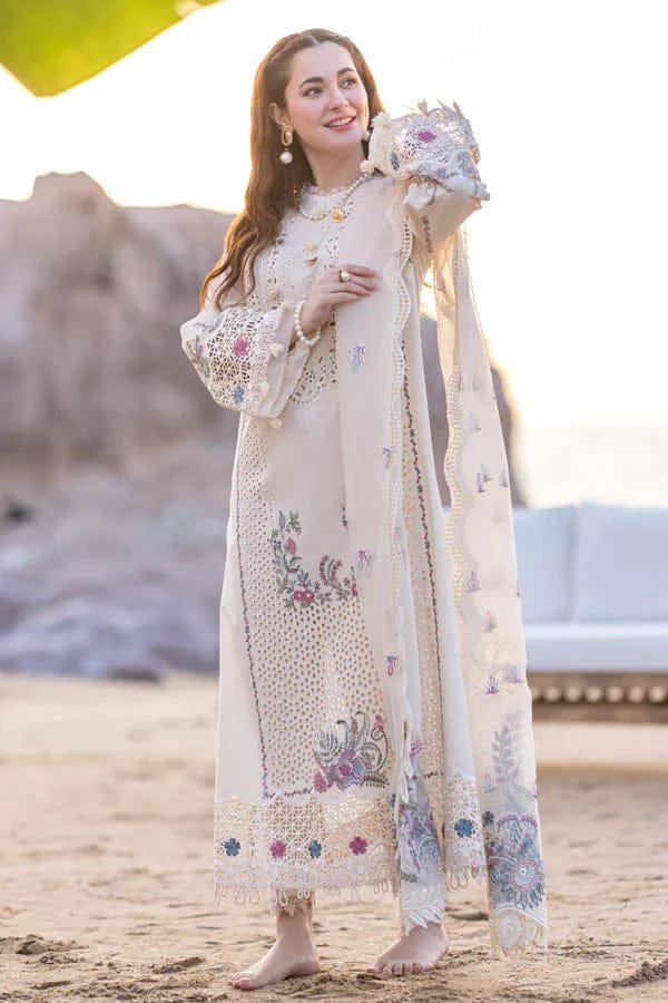 QL2605 Lawn Unstitched Embroidered 3pc Suit With Organza Embroidered Dupatta
