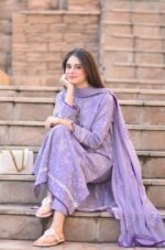 BR-2575 Unstitched Embroidered Lawn Suit 3pc With Bamber Chiffon Embroidered Dupatta