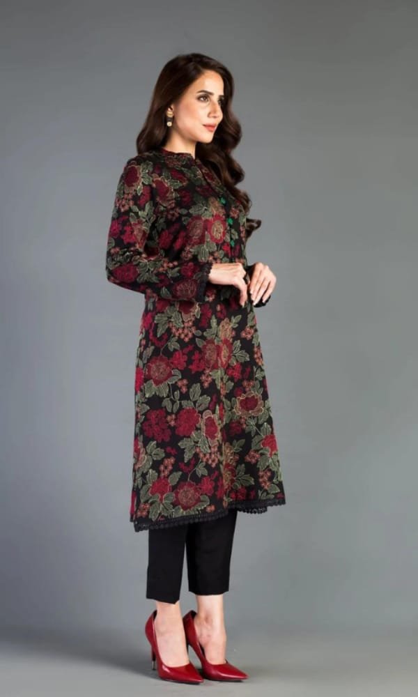 BR-345 Lawn Unstitched Embroidered 3pc Suit With Embroidered Chiffon Dupatta