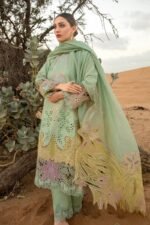 RR-816 Lawn Embroidered 3pc With Embroidered Organza Dupatta
