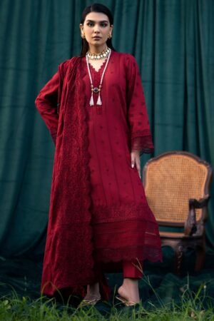 MO-24 Chikenkari Embroidered Lawn 3Pc Suit With Lawn Embroidered Dupatta