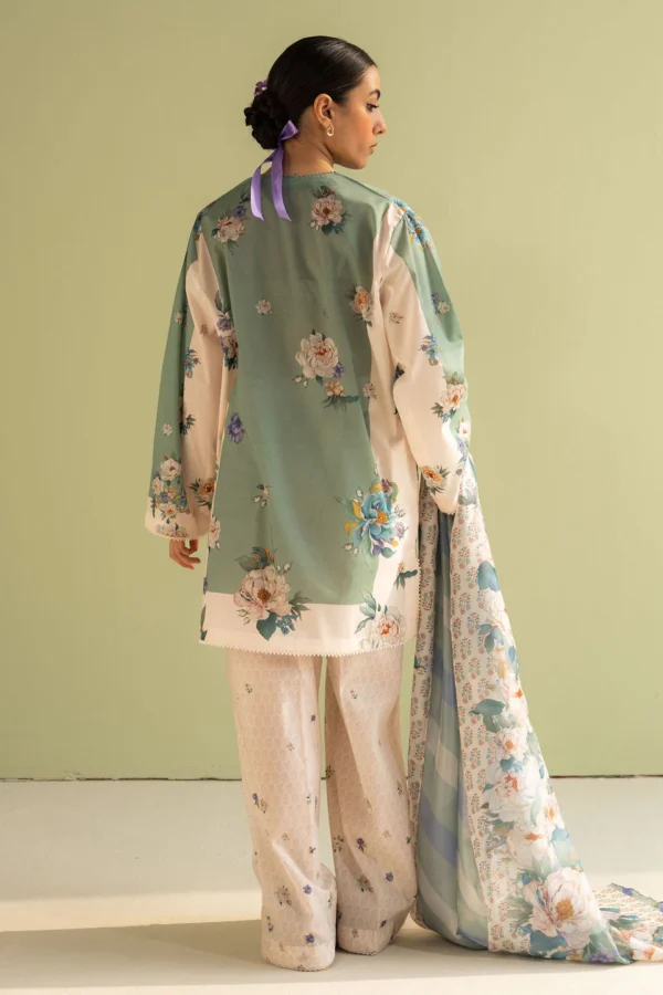 CO 496 Digital Printed 3Pc Unstitched Lawn Suit With Digital Printed Monar Dupatta