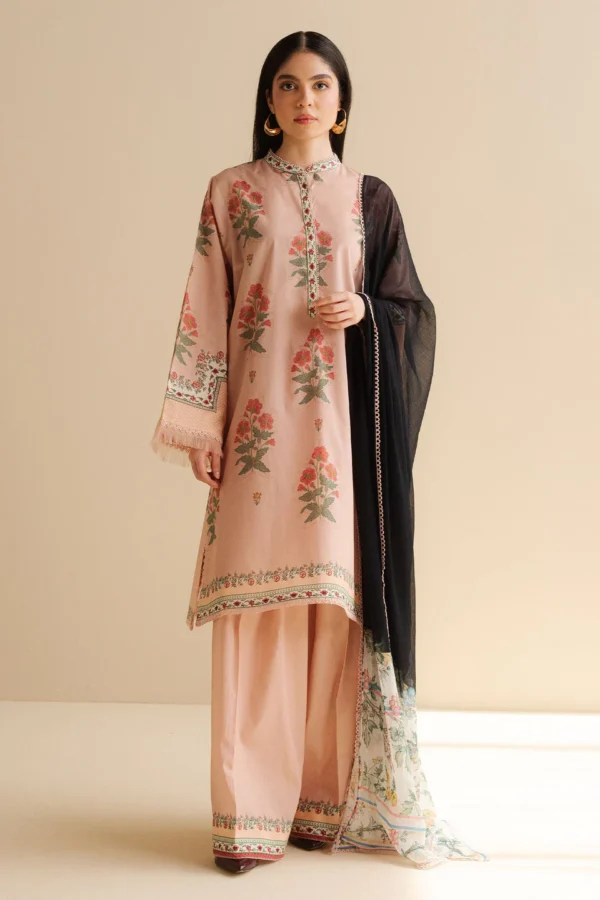 CO 490 Digital Printed 3Pc Unstitched Lawn Suit With Digital Printed Monar Dupatta