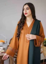 GA-1120 Unstitched Heavy Embroidered Dhanak Suit Embroidered Dhanak Shawl