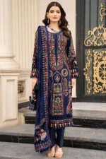 MB965 Unstitched Embroidered Dhanak Wool Suit With Embroidered Dhanak Shawl
