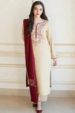 AS-25 Unstitched Fully Embroided Dhanak Suit With Dhanak Dupatta