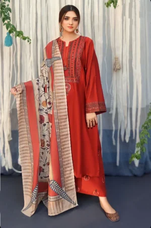 BR_925 Dhanak Embroidered Suit With Digital Printed Wool Shawl