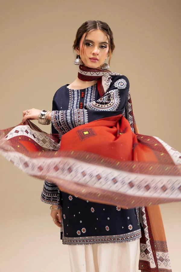 RR-610 Unstitched Dhanak Stuff Full Embroidered Suit With Printed Wool Shawl