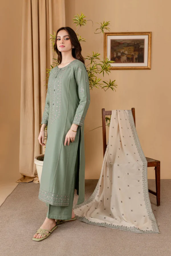 RP-600 Unstitched Dhanak Stuff Full Embroidered Suit With Full Embroidered Shawl