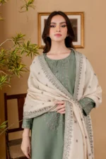 RP-600 Unstitched Dhanak Stuff Full Embroidered Suit With Full Embroidered Shawl