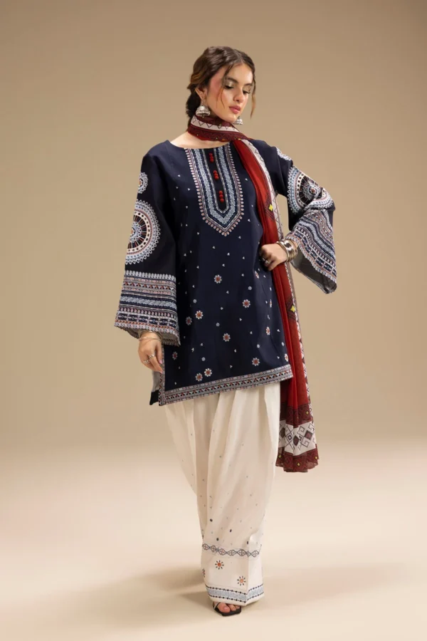 RR-610 Unstitched Dhanak Stuff Full Embroidered Suit With Printed Wool Shawl