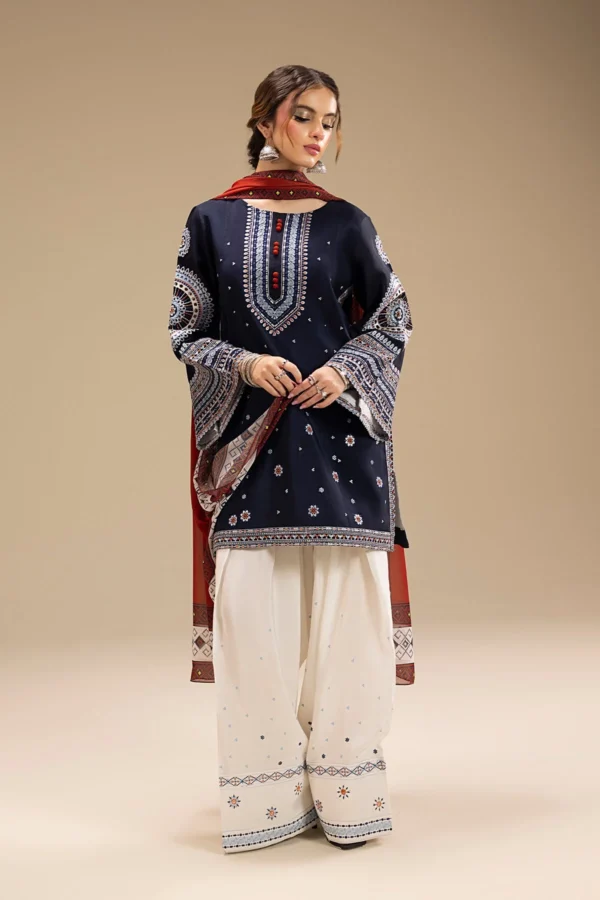 RR-610 Unstitched Dhanak Stuff Full Embroidered Suit With Printed Wool Shawl