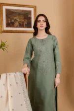 RP-600 Unstitched Dhanak Stuff Full Embroidered Suit With Full Embroidered Shawl