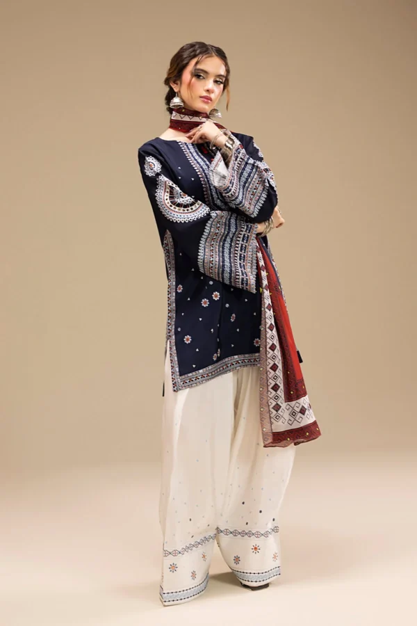RR-610 Unstitched Dhanak Stuff Full Embroidered Suit With Printed Wool Shawl