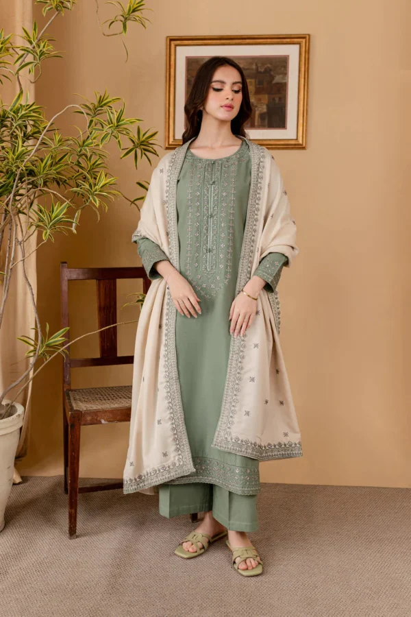 RP-600 Unstitched Dhanak Stuff Full Embroidered Suit With Full Embroidered Shawl
