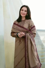 FL-895 Unstitched Heavy Embroidered Dhanak Suit With Embroidered Dhanak Shawl