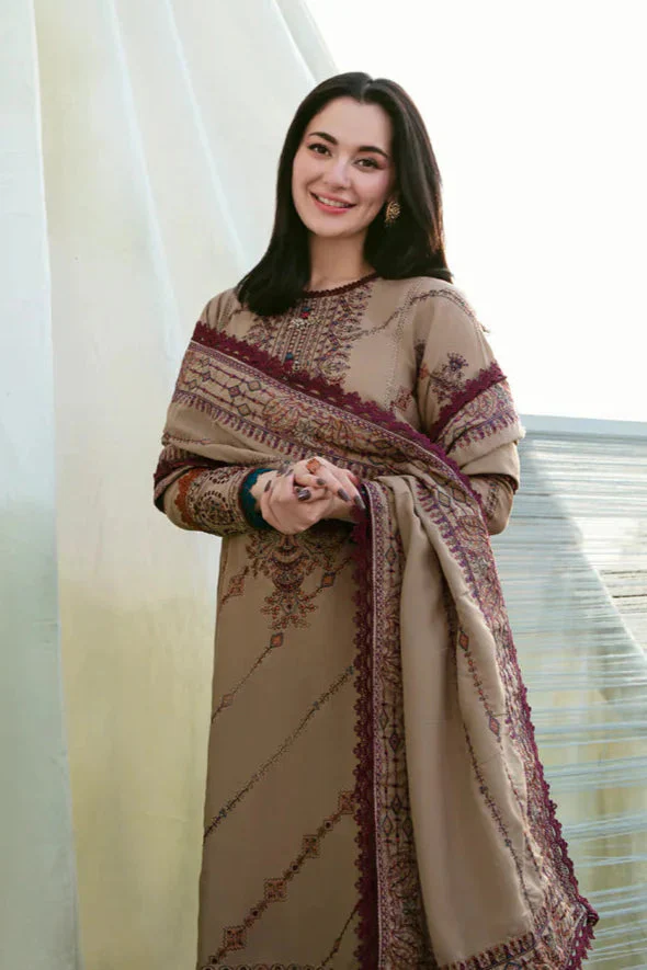 FL-895 Unstitched Heavy Embroidered Dhanak Suit With Embroidered Dhanak Shawl