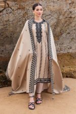AJ-950 Unstitched Fully Embroidered Dhanak Suit With Embroidered Dhanak Shawl