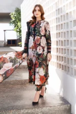 BQ-40 Digital Printed Khaddar Suit 3pc with Khaddar Digital Printed Dupatta & Embroidered Patches