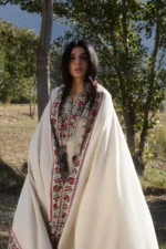 3 Piece - Unstitched Dhanak Stuff Full Embroidered Suit With Dhanak Embroiderd Shawl