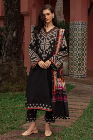 CH-77 Digital Printed Khaddar 3Pc Suit With Digital Printed Khaddar Dupatta