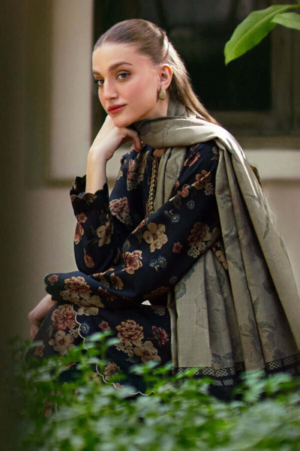 BQ-412 Digital Printed Dhanak Suit 3pc With Dhanak Digital Printed Dupatta