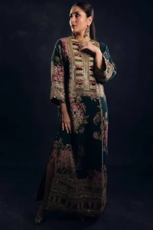 Kareena Kapoor Unstitched Silk Stuff Full Embroidered Suit With Four-sided Silk Embroidered Dupatta With Extra Patches