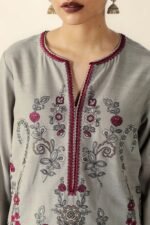 Unstitched Heavy Embroidered Dhanak Suit ( Plain Dyed Dhanak Shawl )