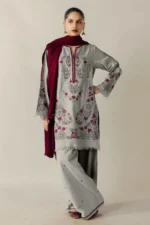 Unstitched Heavy Embroidered Dhanak Suit ( Plain Dyed Dhanak Shawl )
