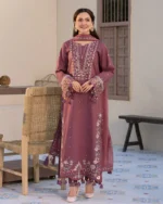 AA-25 LAWN-3PC Embroidered Shirt with Chiffon Embroidered Dupatta