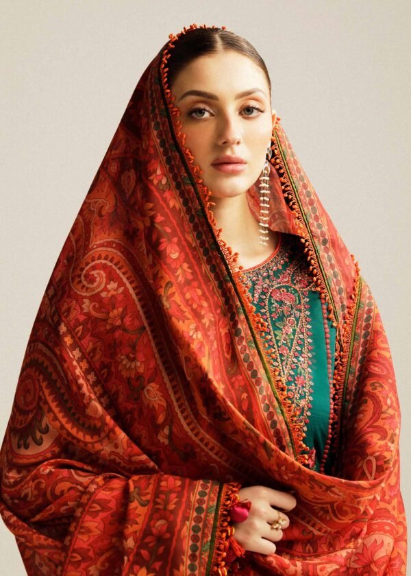 SP-525 Lawn Unstitched Fully Embroidered Shirt With Printed Lawn Dupatta
