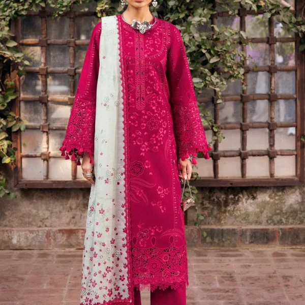 JZ-2760 Lawn Unstitched Luxury Embroidered Shirt With Printed Monar Dupatta