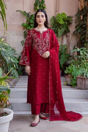 BT-2700 Lawn Embroidered 3pc Suit With Chiffon Embroidered Dupatta