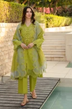 RR-2780 Luxury Lawn Stuff 3 Piece Full Chicken Kari Embroidered Suit With Cotton Net Embroidered Dupatta.