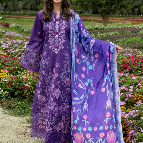 MS-2770 Lawn Unstitched Embroidered Shirt With Printed Monar Dupatta