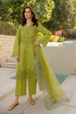 RR-2780 Luxury Lawn Stuff 3 Piece Full Chicken Kari Embroidered Suit With Cotton Net Embroidered Dupatta.