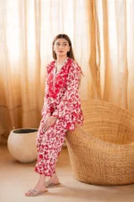3 Piece -Unstitched Digital Printed Lawn Fabric With Embroided Bamber Chiffon Dupatta