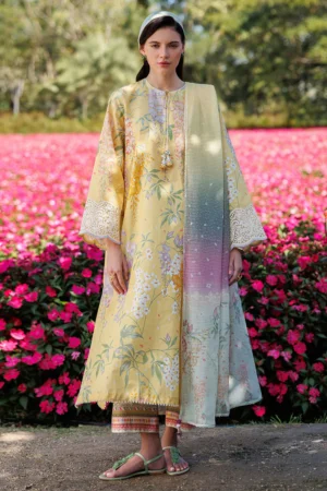 3 Piece - Unstitched Printed Lawn Shirt With Printed Lawn Dupatta