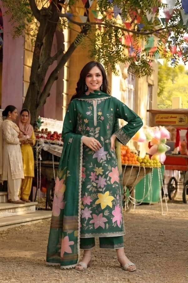 ANEELAS-Lawn Unstitched Embroidered Suit With Digital Printed Dupatta